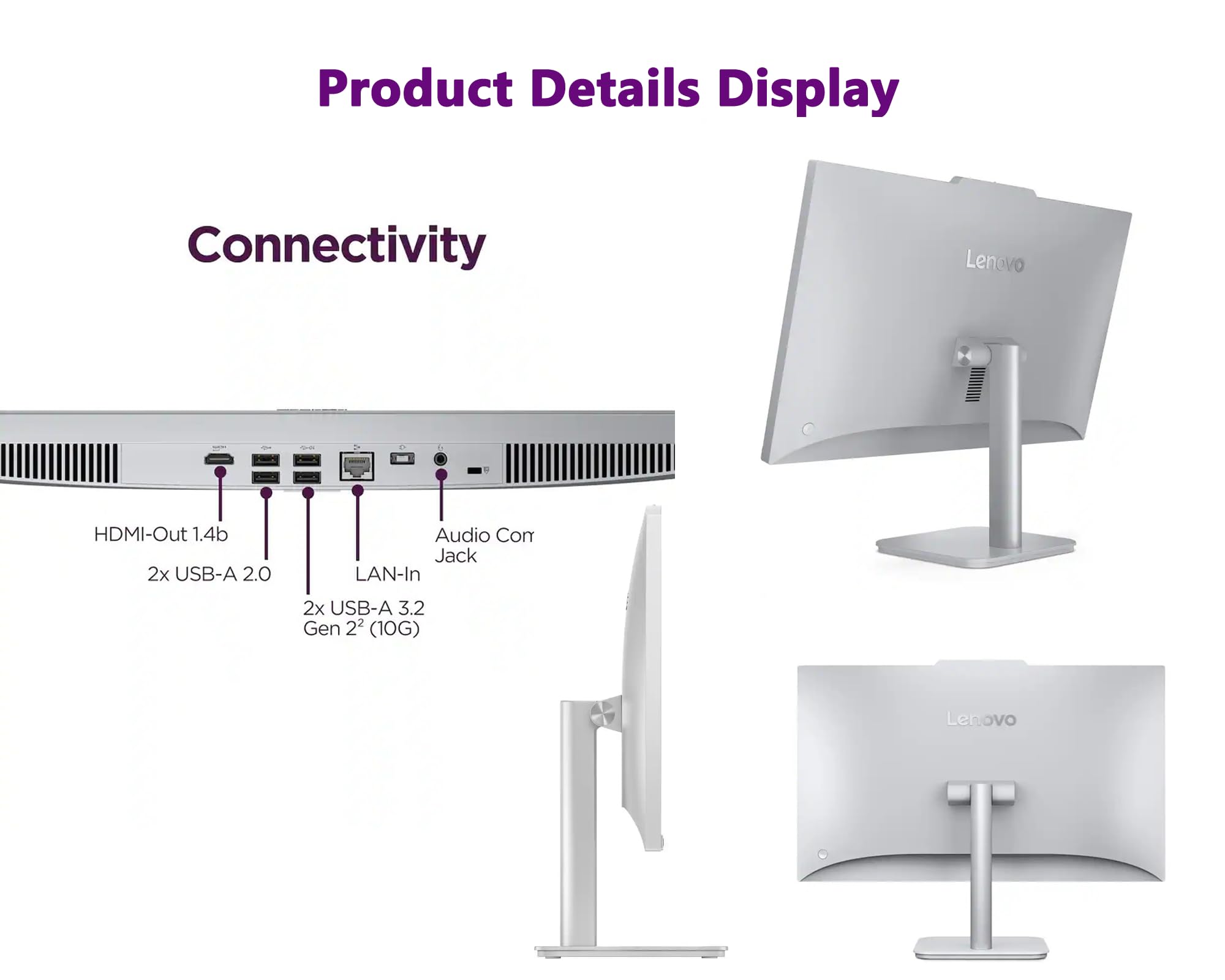 Lenovo A100 AIO Desktop| 23.8" FHD Anti-Glare All-in-One Computer|8GB RAM|256GB SSD| Intel 4-Core CPU| Webcam| Wi-Fi 6 | RJ-45|Windows 11| Weired Keyboard & Mouse| for Business & Students| RK Bundle - 5