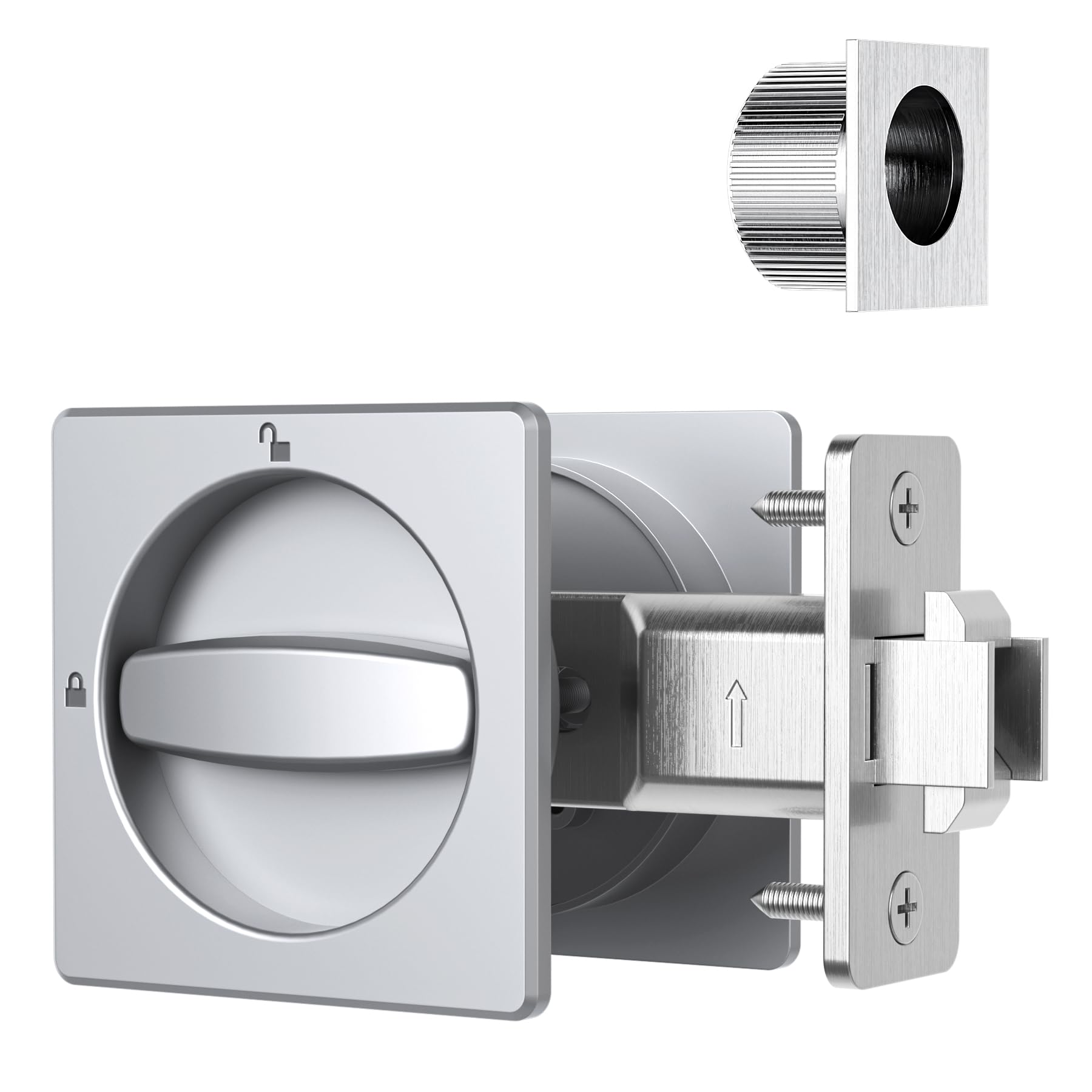 AST Square Pocket Door Lock with Edge Pull, Sturdy Privacy Bifold