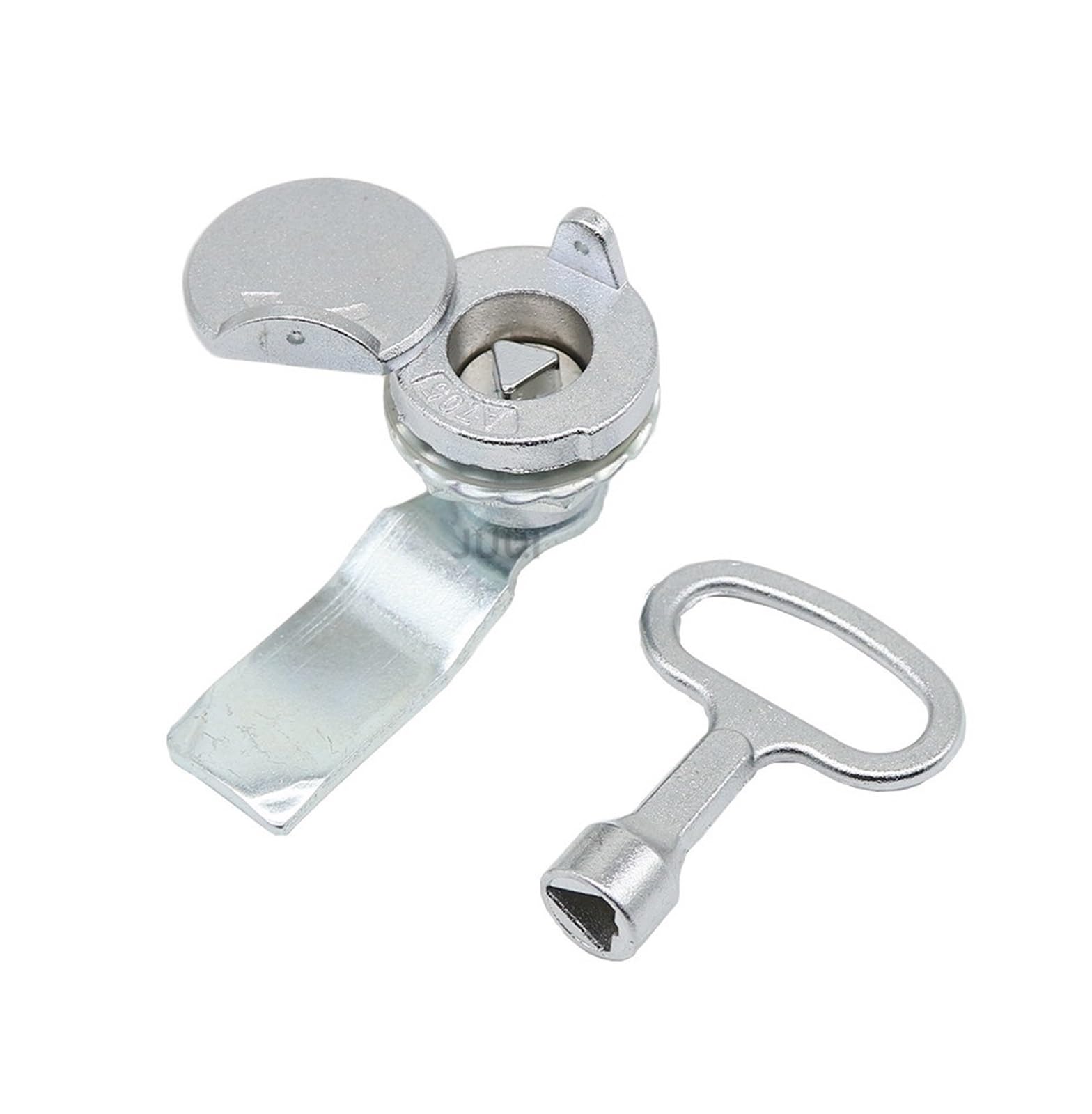 MS705-3A Zamek z językiem żelazny zamek cylindryczny z pokrywą trójkątny zamek do drzwi szafki na klucze 1 szt. (zamek szczelinowy)
