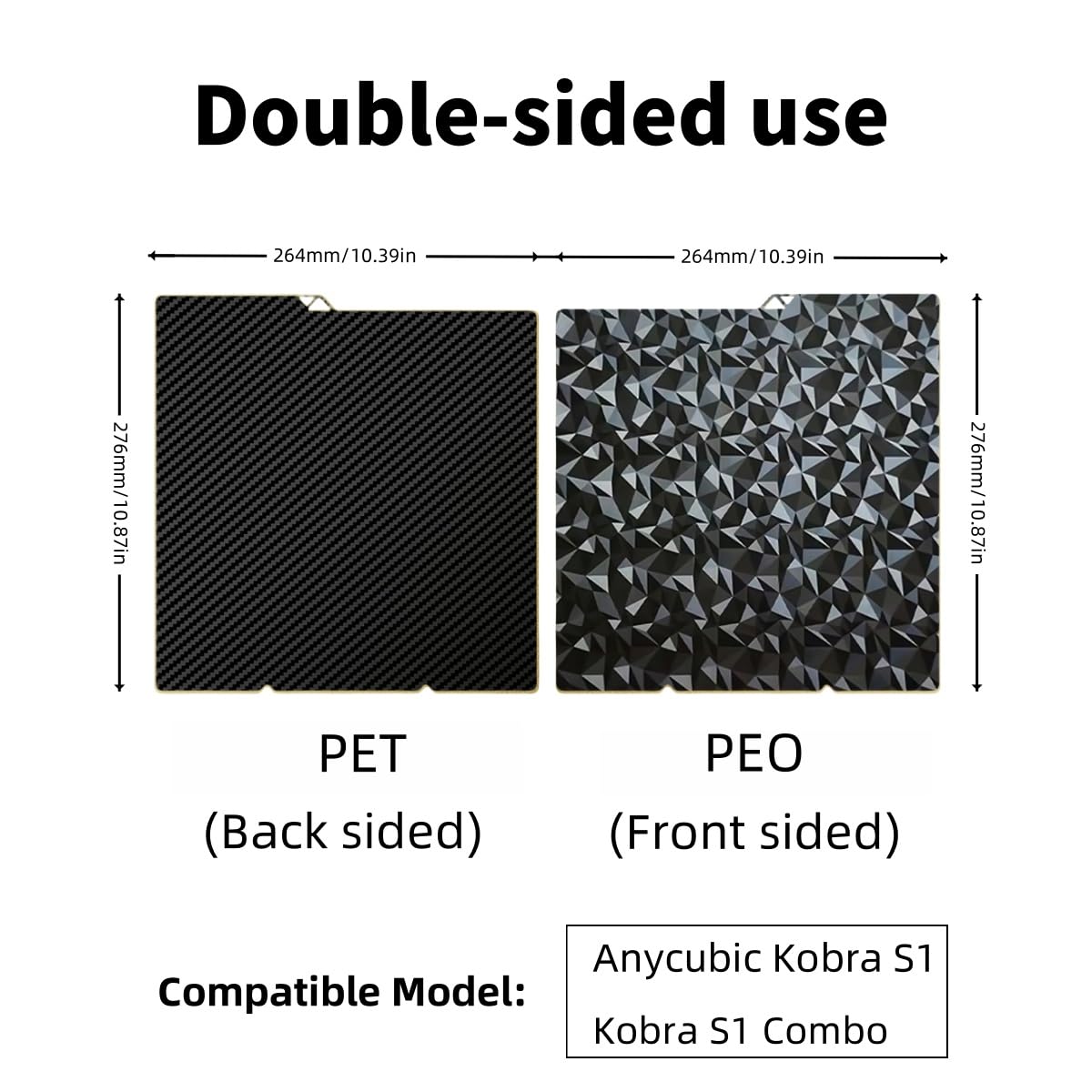 264x276mm Kobra S1 Combo Build Plate,Double Sided Stars-Flake Build Plate Flexible Removable Spring Steel Heated Printing Bed Platform for Anycubic Kobra S1/Combo/ACE Pro FDM 3D Printer (PEO-PET)
