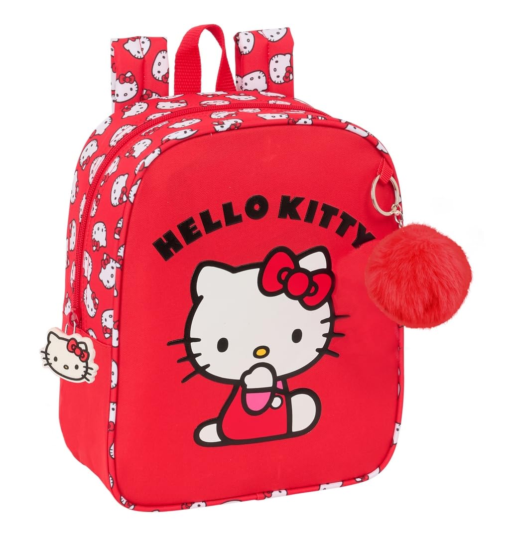 Safta HELLO KITTY ICONIC – Children's Backpack, Children's Backpack, School Backpack, Adaptable to Trolley, Ideal for Nursery, Comfortable and Versatile, Quality and Resistance, 22 x 10 x 27 cm,
