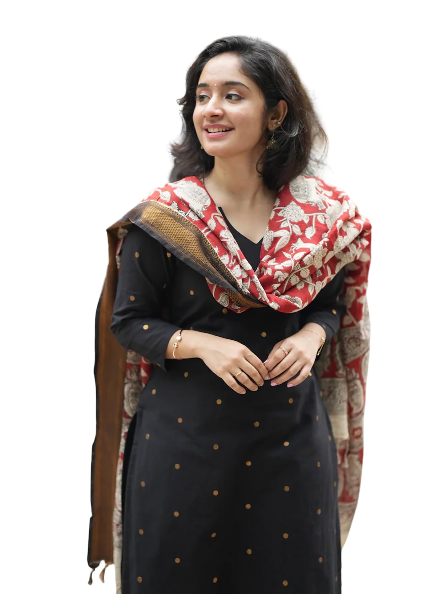 kedarfab Women's Art Silk Woven Butta Motiff Kurta Pant With Kalamkari Dupatta Set-picture-16