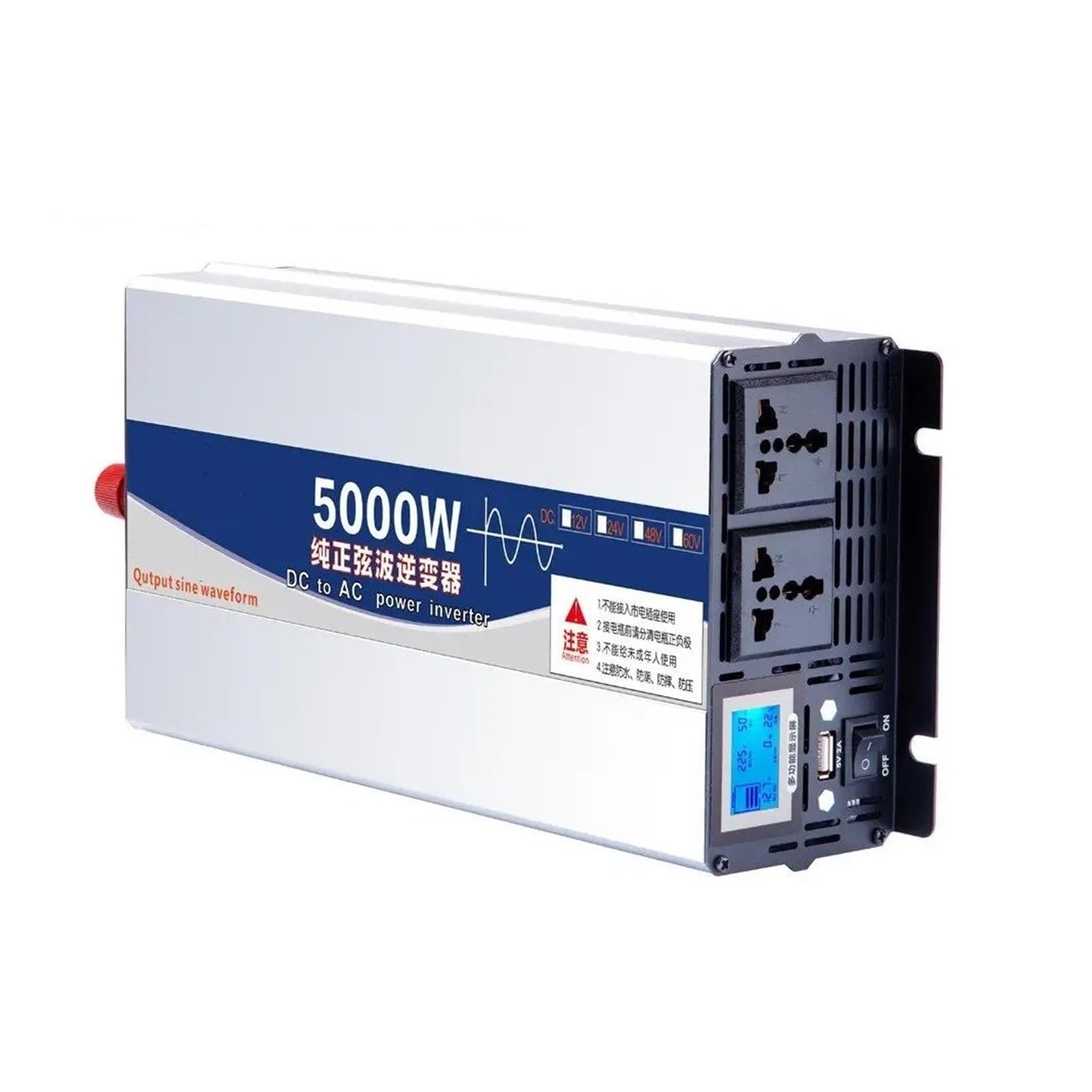 Inversor Inversores Solares Para Coche 5000 W 2500 W Potencia CC 12 V 24 V 48 V 60 V 72 V A CA 110 V 220 V Con Pantalla LED USB Inversor Onda Sinusoidal Pura Convertidor(12V,110-120V 60HZ_UNIVERSAL)