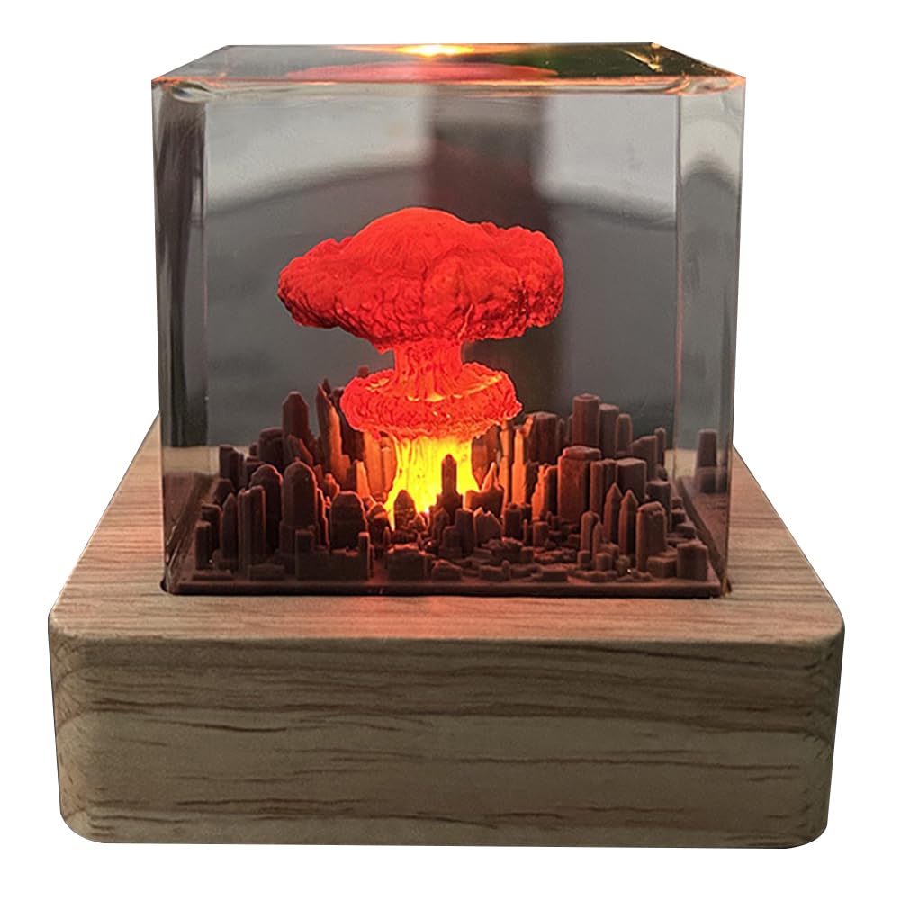 Kexpery Resin Nuclear Bomb Model Atmosphere Lamp USB Charging Nuclear Explosion 3D Night Light for Home Living Room Decor