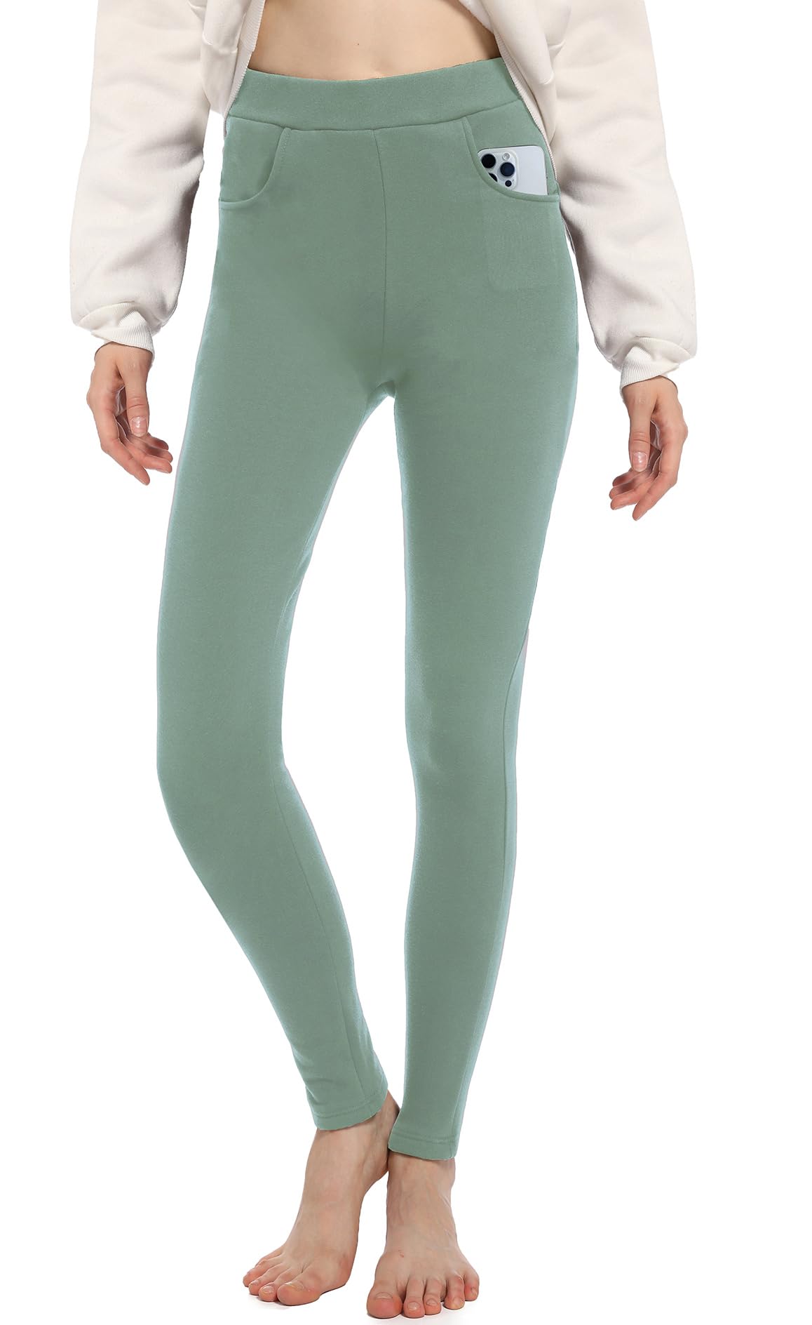 ACHTELEPHS Damen Leggings aus Baumwolle - High Waist Blickdichte Leggins mit Taschen