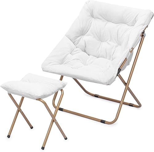 MoNiBloom Silla cuadrada plegable de piel sintética para dormitorio, sala de estar, dormitorio, marco de metal plegable, de gran tamaño, cómoda, disponible en Yaxa Peru