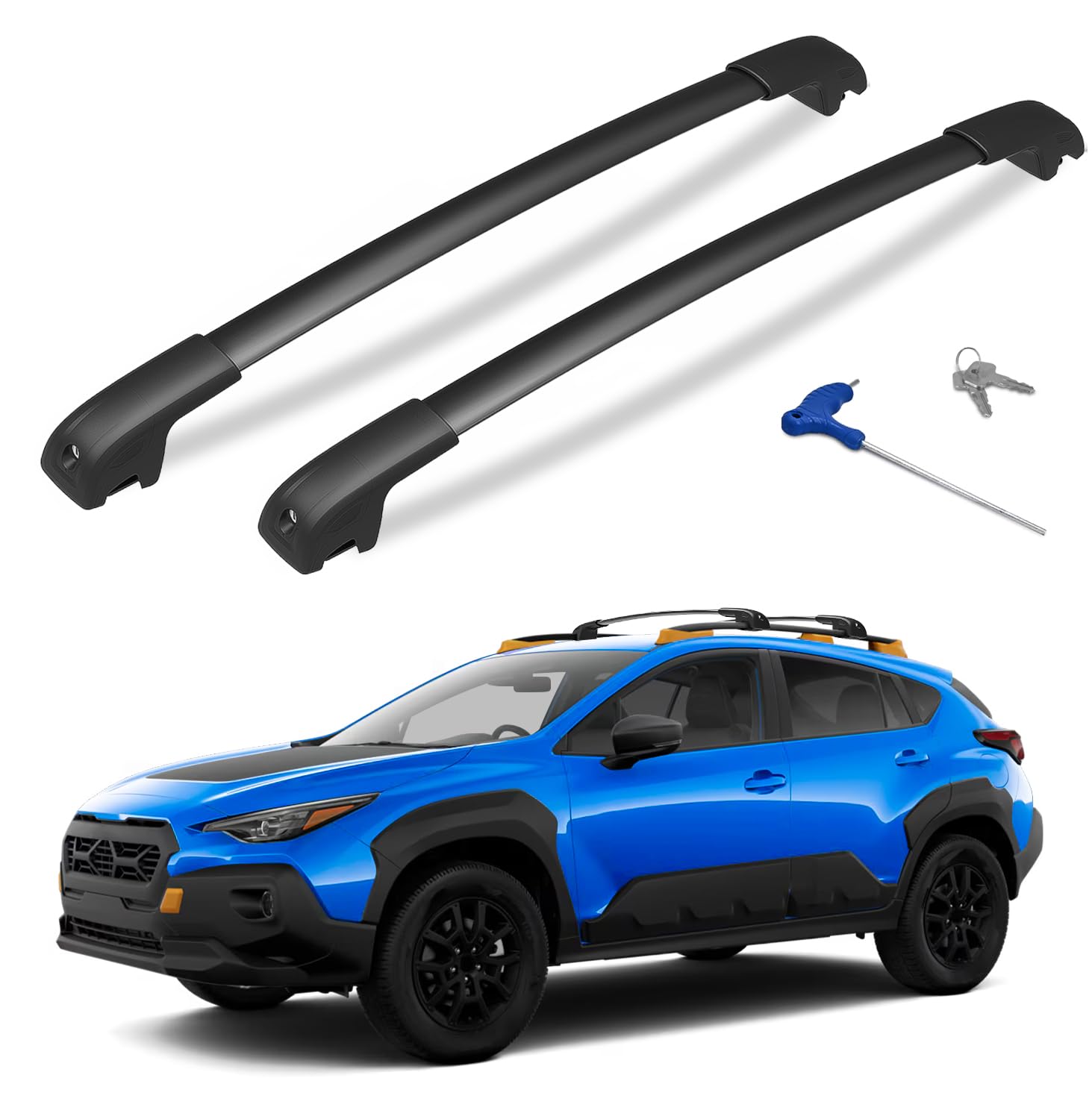 300lbs Lockable Roof Rack Cross Bars Compatible with Subaru Crosstrek Wilderness 2024 2025, Aluminum Roof Rails Crossbar with Lock for Rooftop Cargo Bars Luggage Bike Kayak Snowboard Racks