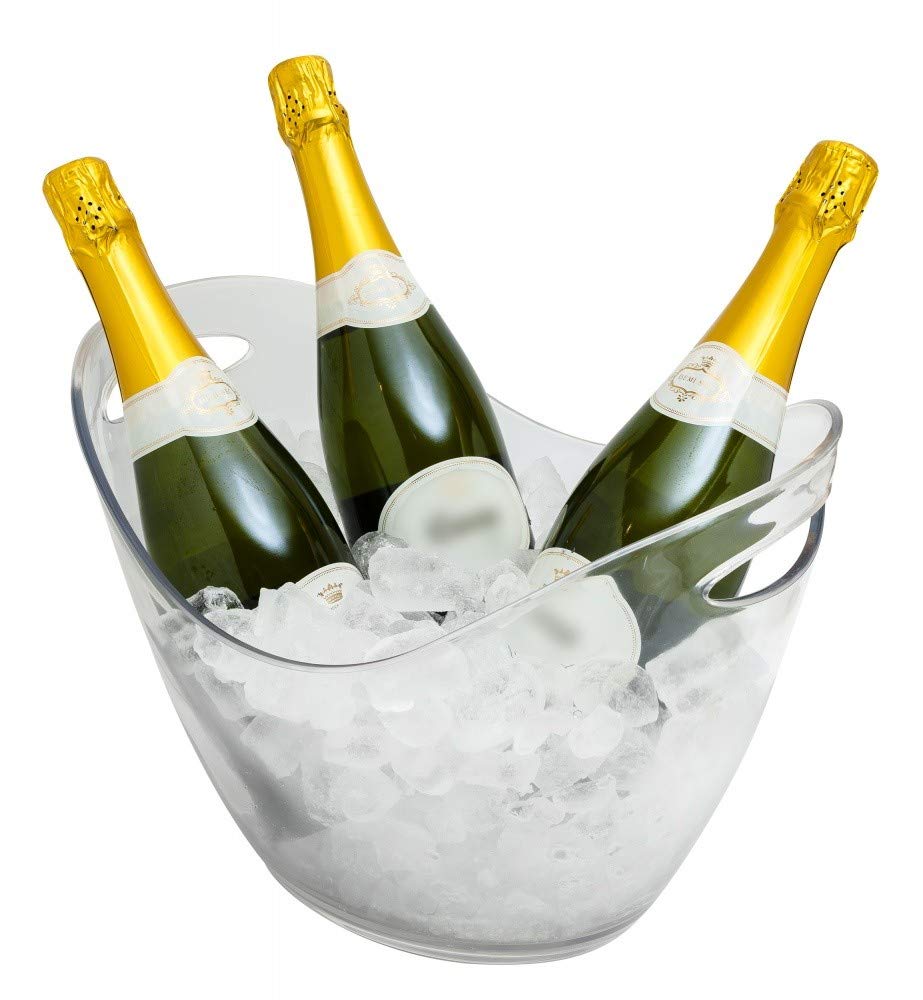 Claro plástico vino/enfriador de champán, 8 L, Capacidad para 3 botellas