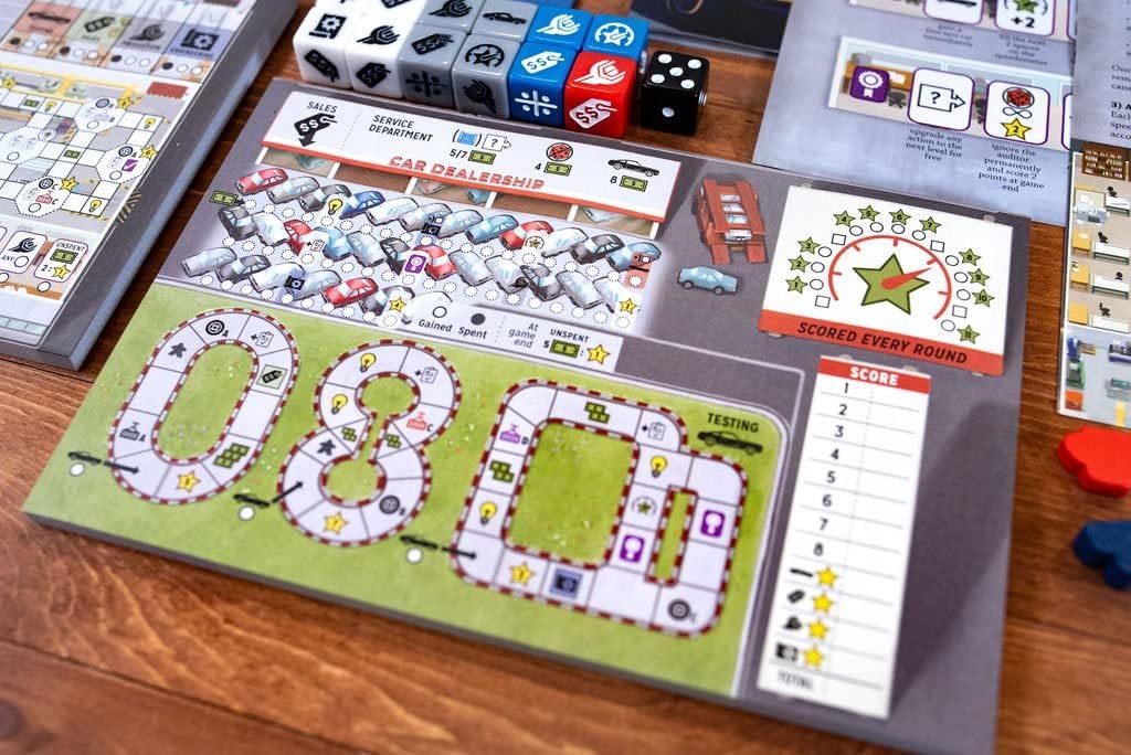 Motor City, A Strategic Roll and Write Board Game About Building Autos in Detroit - 25th Century Games