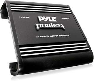 Pyle 2 Channel Car Stereo Amplifier - 2000W High Power Dual Channel Bridgeable Audio Sound Auto Small Speaker Amp Box w/ MOSFET, Crossover, Bass Boost Control, Silver Plated RCA Input Output-PLA2378