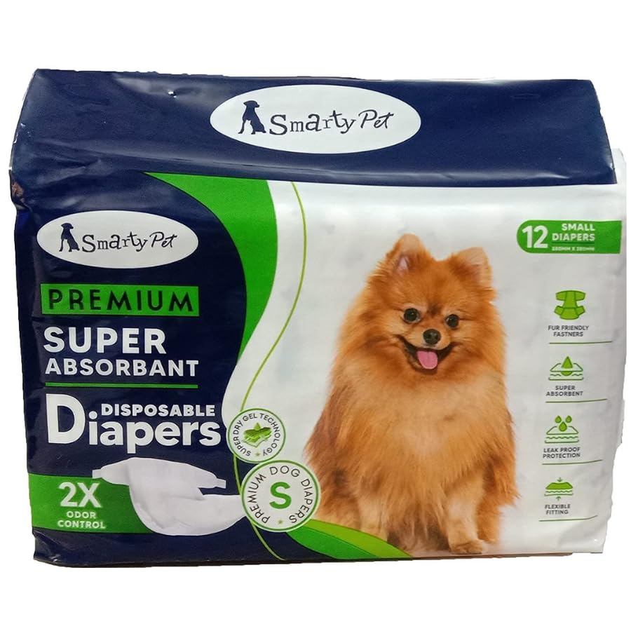 Dog Trust Disposable Diapers/Physiological Pants/Sanitary Cotton Underwear Nappy - Small Size, Waist Size 26-46 cms - 12 PCs Pack