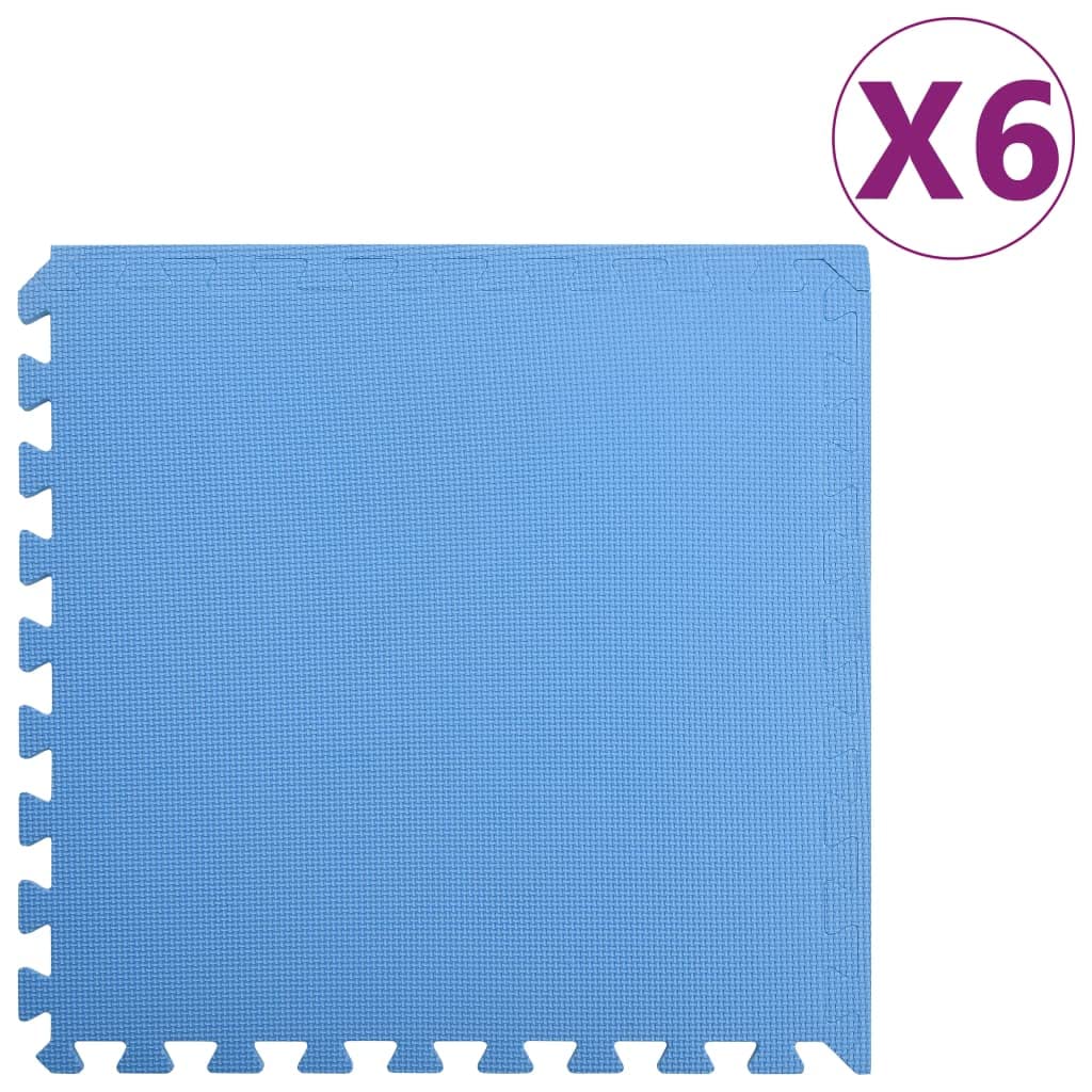 Maty piankowe EVA, zestaw 6 sztuk – 60 x 60 cm, maty wtykowe do fitnessu, jogi, pokoju zabaw – antypoślizgowe maty podłogowe, maty puzzle, 2,16 m², niebieskie