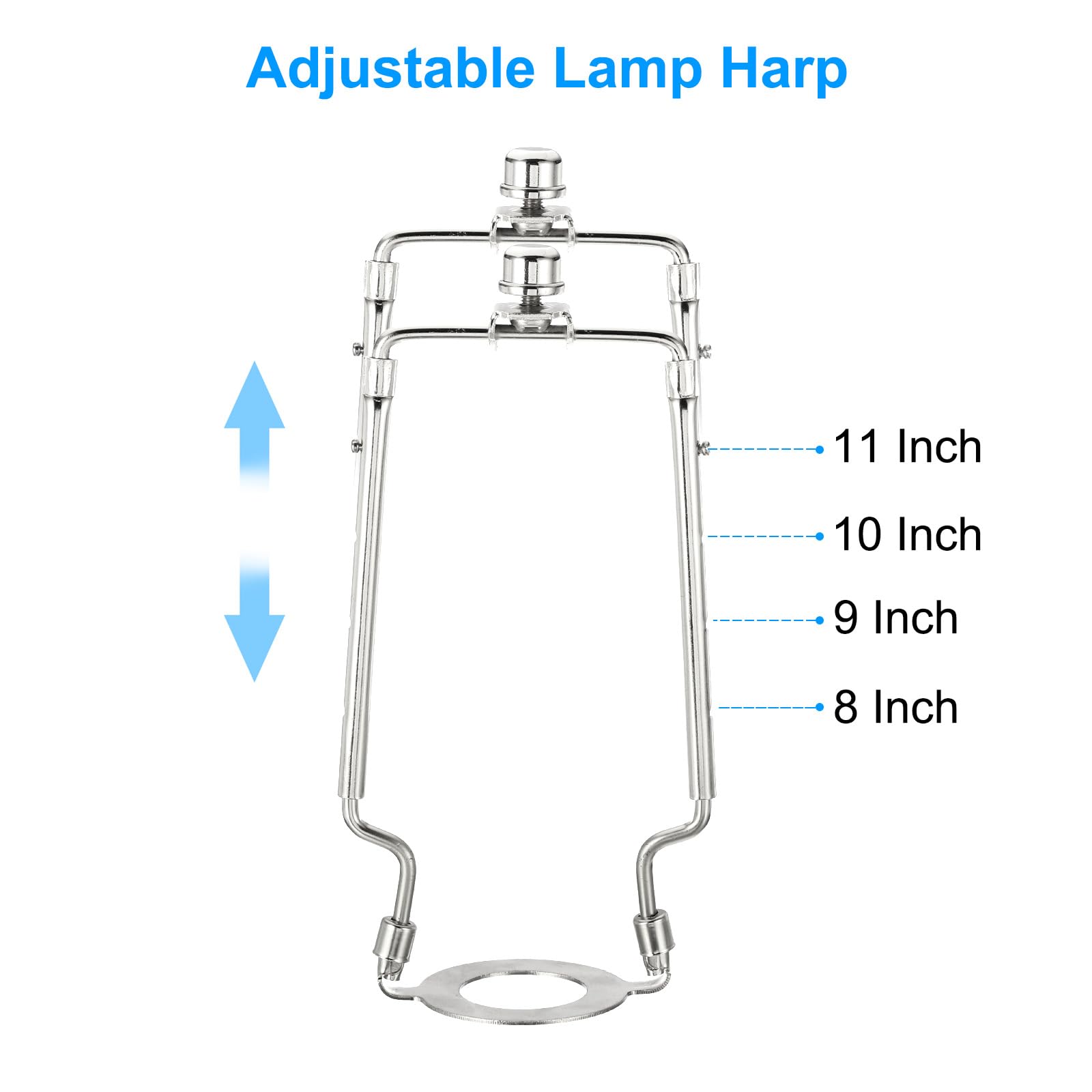 PATIKIL 8 9 10 11 Pulgadas Lámpara Arpa Kit con Remate, 1 Juego Ajustable Lámpara Sombra Apoyo Soporte con 3/8 IP E14 E26 E27 Luz Base para Mesa Piso Lámpara, Plata