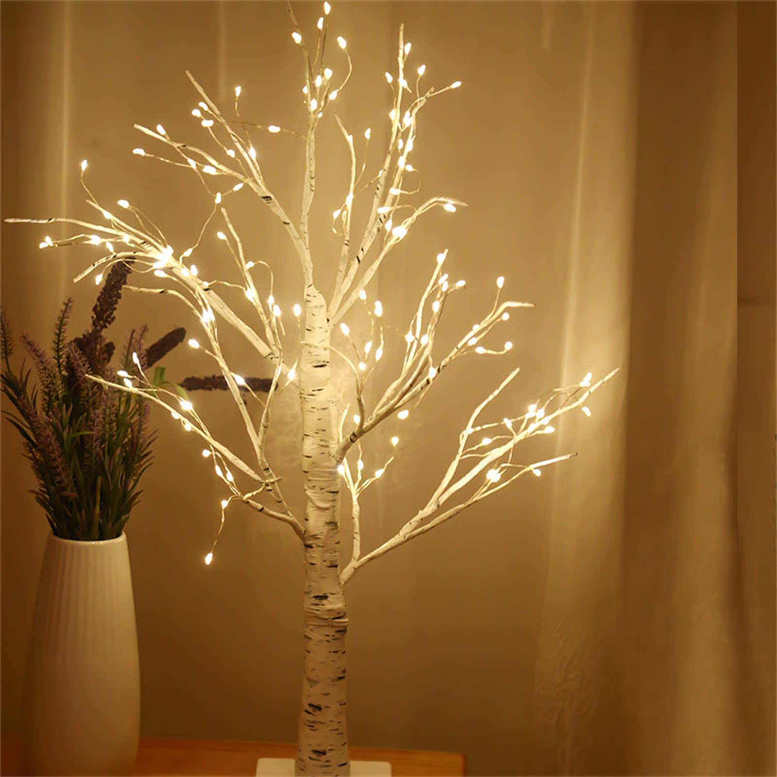 Luz de Árbol de Abedul LED Decoración de Habitación Luz de Noche Día de Año Nuevo