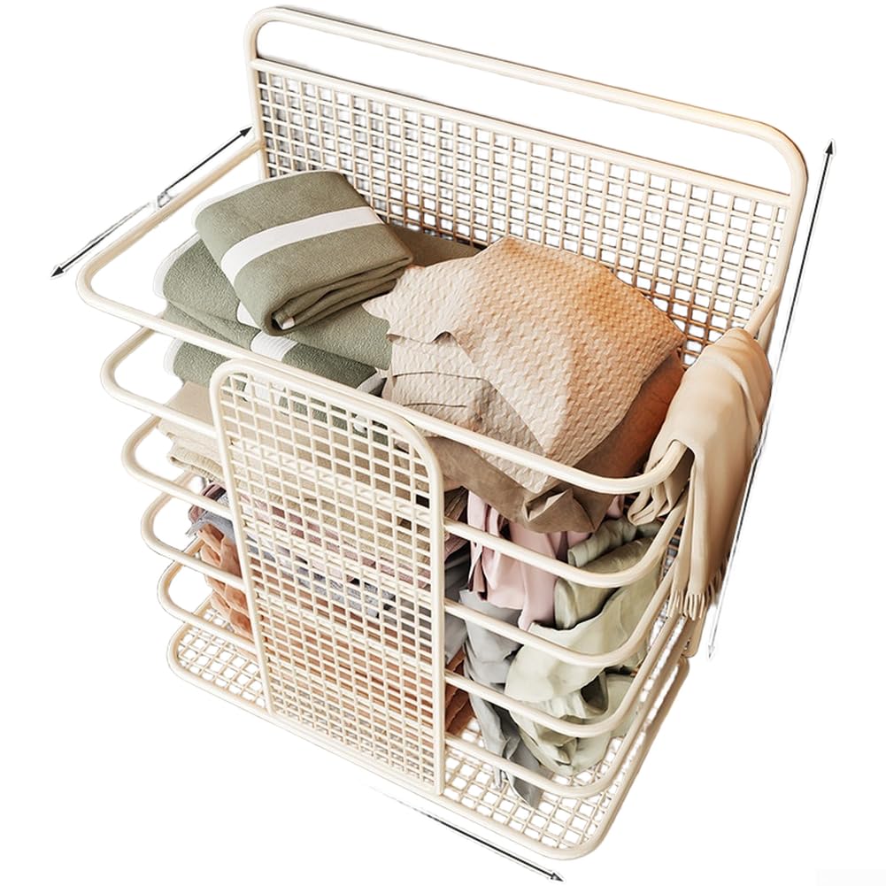 Panier à linge en fer mural grande capacité blanc pour gagner de la place