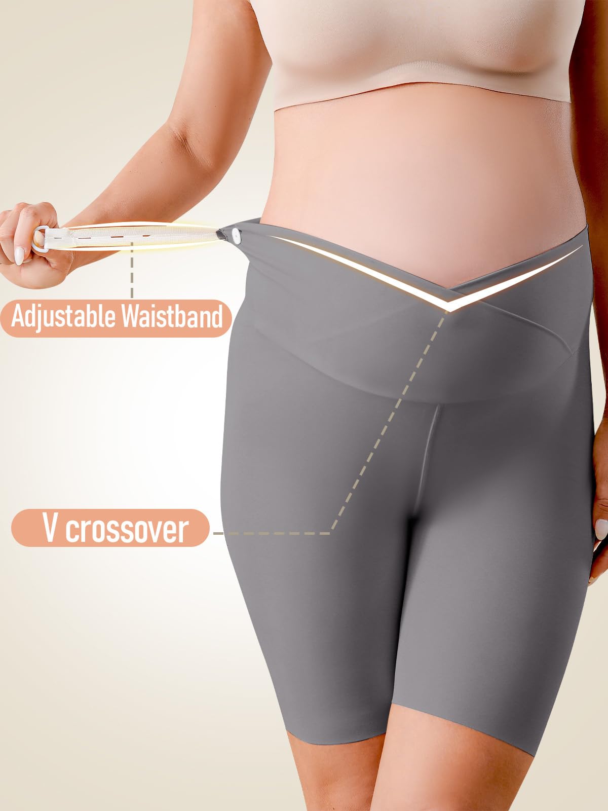 Maternidad Pantalones Cortos,Leggings Premamá Cortos Embarazo,Ajustable Ropa Premamá Verano Mujer,Premamá Leggins Pantalones sobre el Vientre,Cintura Alta para hogar,Yoga,Deporte Gris S