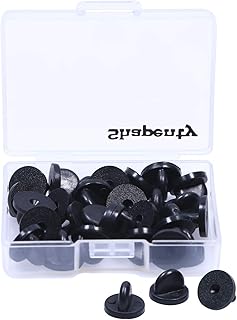 Shapenty Clutch PVC Rubber Pin Backs Keepers Replacement Uniform Badge Comfort Fit Tie Tack Lapel Pin Backing Holder Clasp (Black, 30PCS)