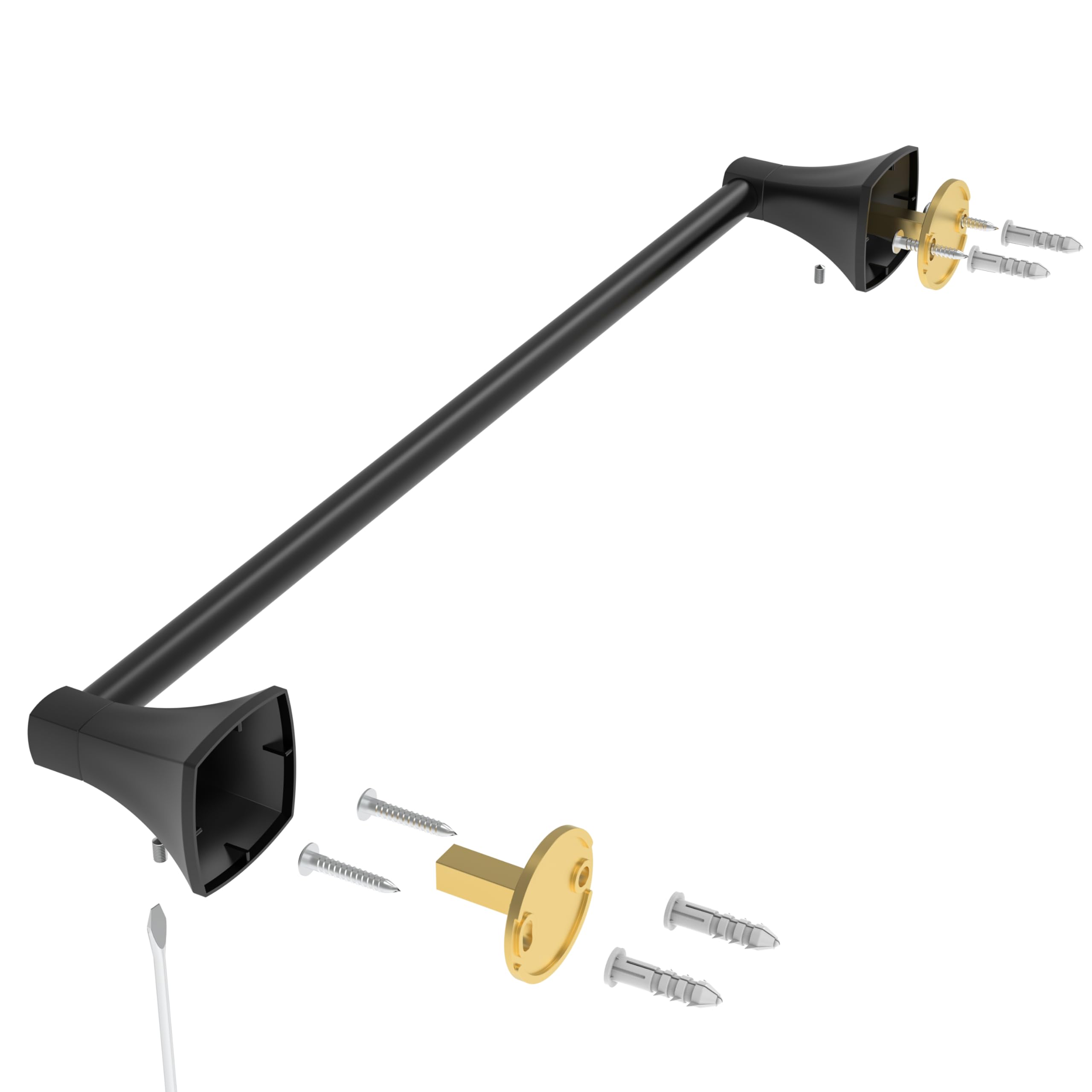 LANC Toallero De Baño De 24 Pulgadas Para Baño, Montado En La Pared, Color Negro Mate Y Dorado, Toallero De Acero Inoxidable Para Baño, Hotel, Toallero, Colgador De Toallas, A9010GK-L6