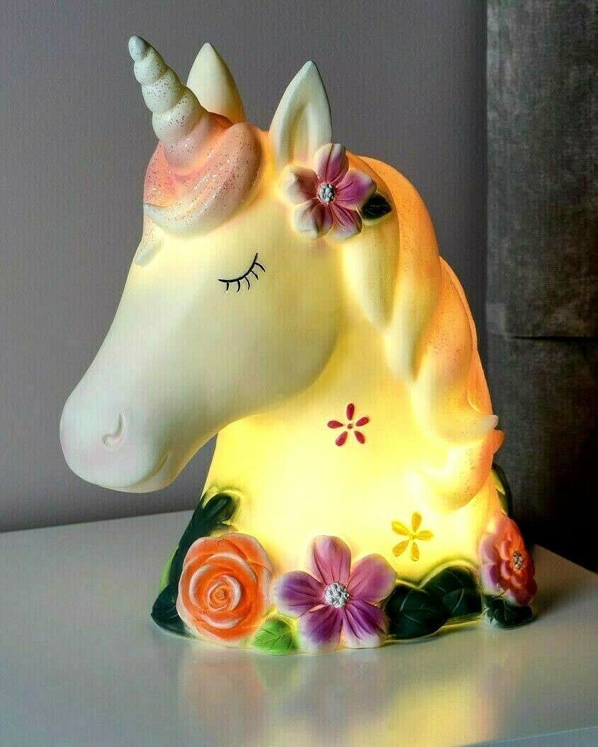 MDI Unicorn Rainbow LED Night Light Table Lamp – 24cm Plug-In Figurine For Kids Room