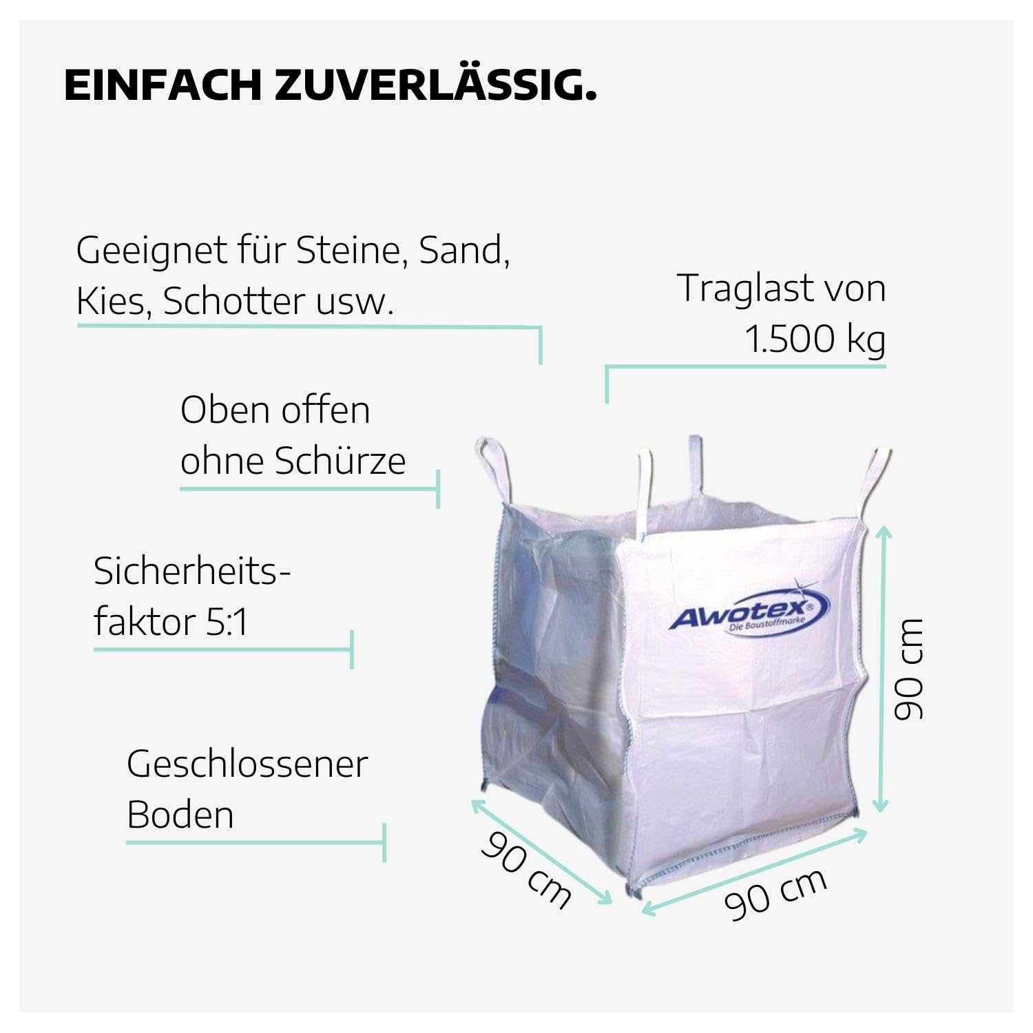 Steine Big Bag 90x90x90 cm unbeschichtet I 25 Stück