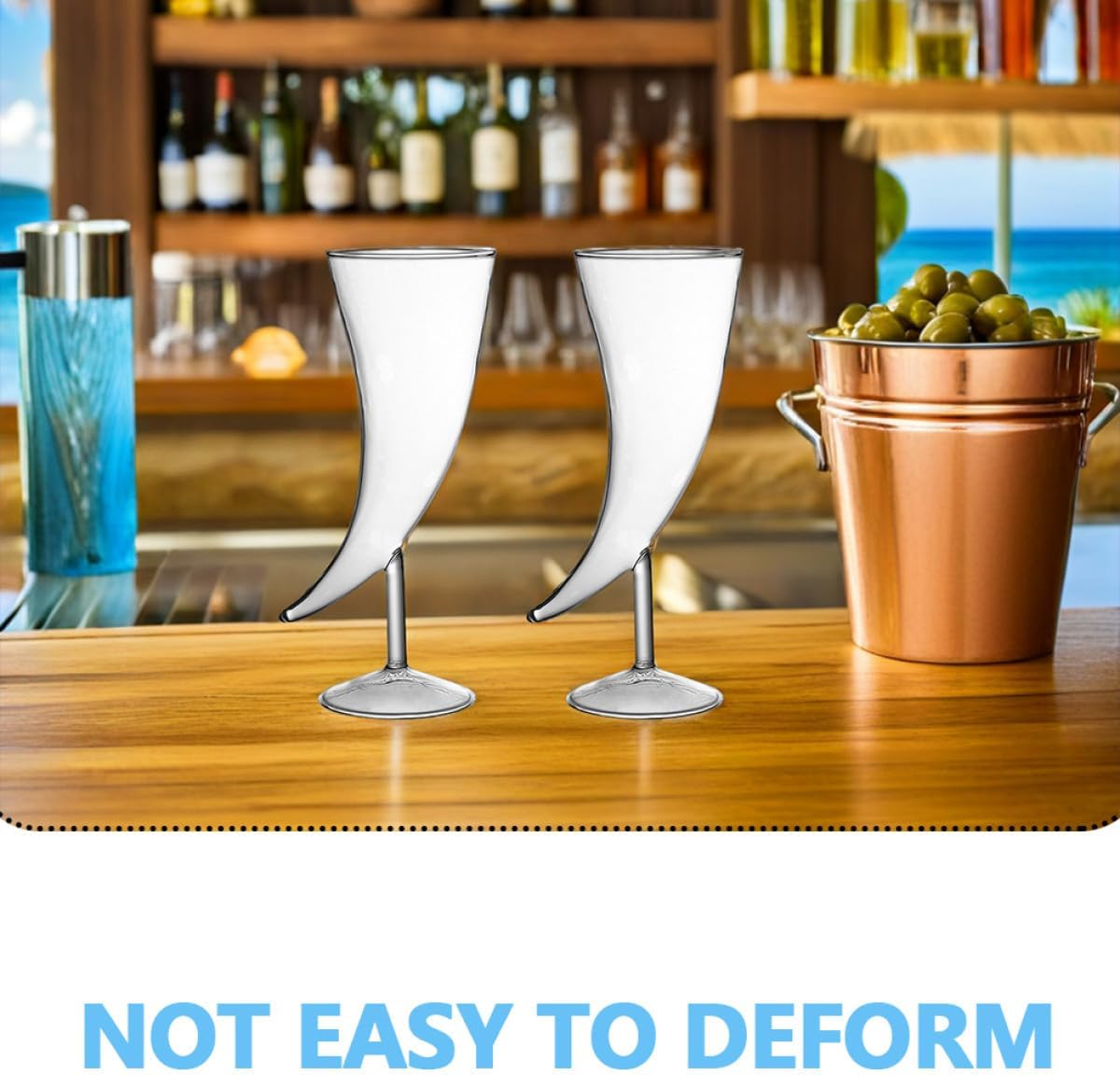 Creative Glass Croissant Wine Goblets 2pcs, Moon-shaped Cocktail Horn Glasses for Bar and Home Entertaining