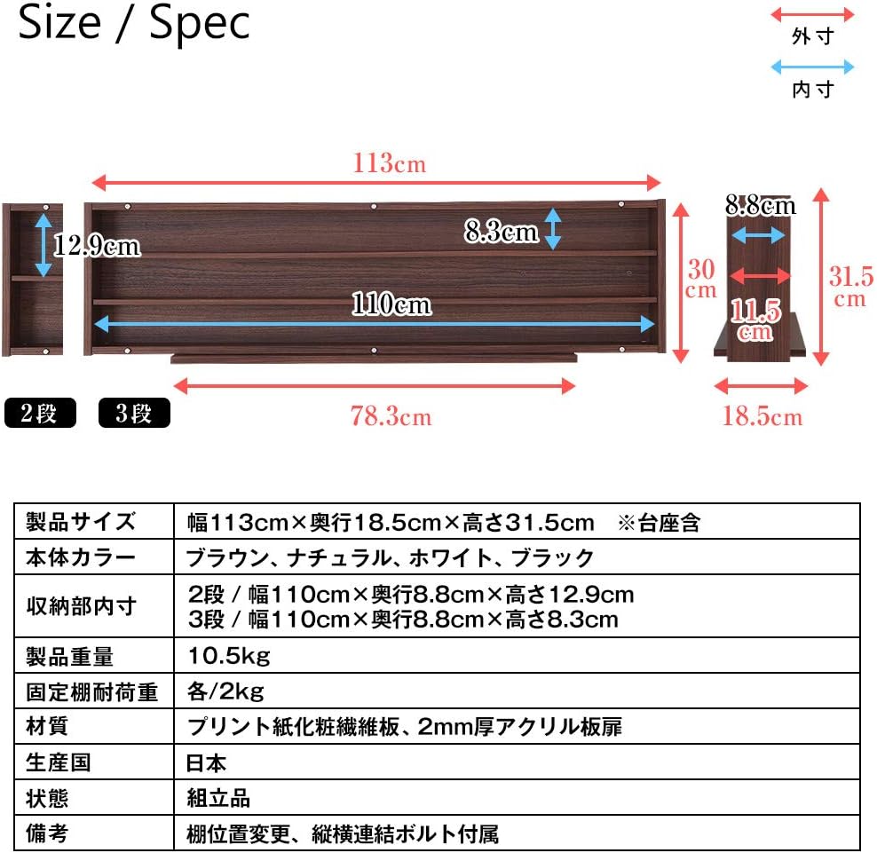 Amazon Jajan Nゲージ Hoゲージ 対応 連結可能 鉄道模型 ディスプレイケース 幅113cm 奥行11 5cm ナチュラル 長編成 レイアウト フル編成 アクリル扉 コレクションケース 展示ラック 鉄道模型 通販