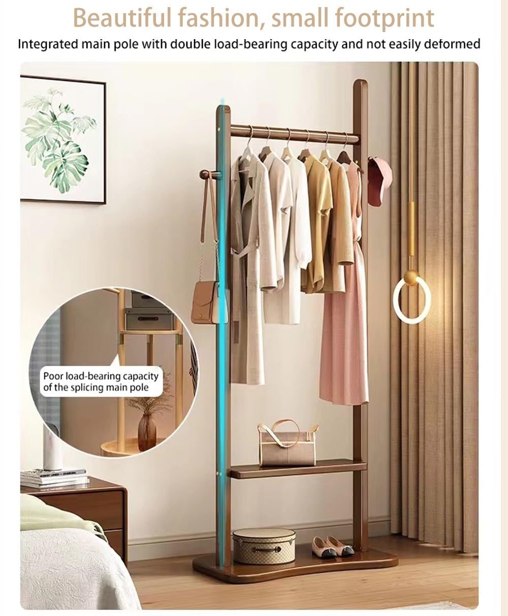 Perchero Burro De Madera, Un Burro De Ropa Madera, Perchero Multifuncional De Ropa Madera De Pie con 2 Estantes Y 2 Ganchos para, Adecuado para Dormitorios, Salas De Estar,pasillos
