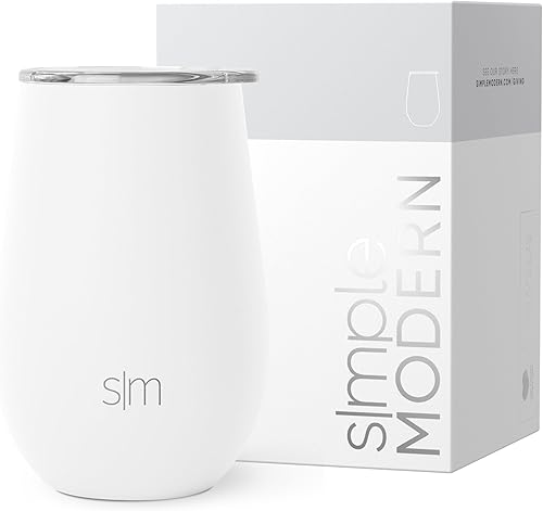 Miniatura 1 de Simple Modern Vaso de vino con tapa, bonito vaso de vidrio sin tallo con tapa a presión, taza de café aislada de acero inoxidable, regalos para