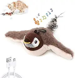 Brinquedo interativo para gatos, pássaros voadores com asas batendo, simulação de pardal voador elétrico, brinquedo realista de gato de caça tremendo para gatos entediados em ambientes