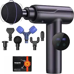 Rexin Scisfuture Massage Gun - Deep Tissue Percussion Massage with 6 Heads, 20 Speeds for Athletes, Relieves Sore Muscles