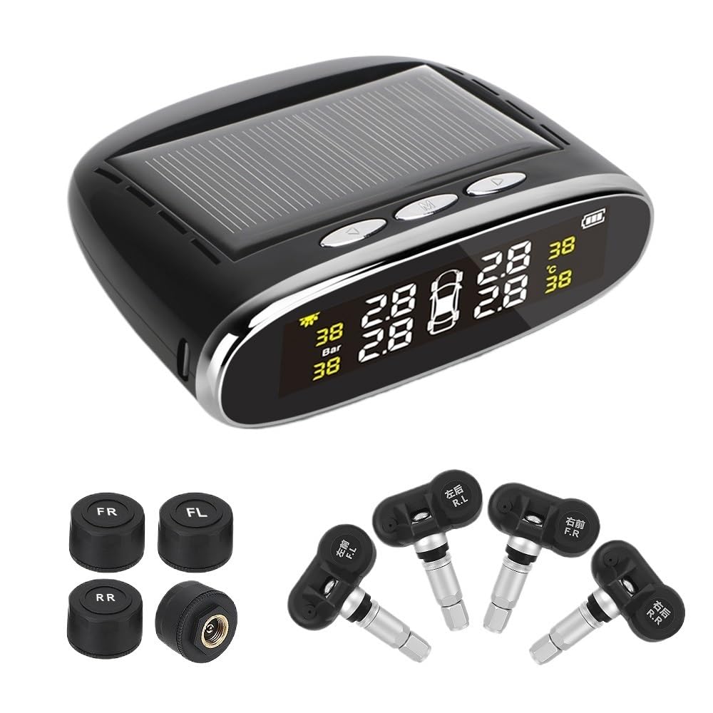 Tpms Sensori di pressione dei pneumatici for auto solari wireless Sistema di monitoraggio Strumenti diagnostici for pneumatici for auto Tester Kit di allarme Accessori digitali Pressione Pneumatici(Ex