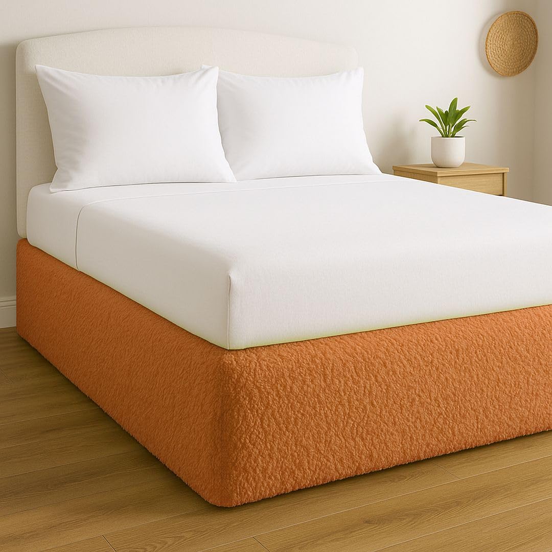 John Aird Teddy Fleece Elasticated Divan Bed Valance (Orange, Double)