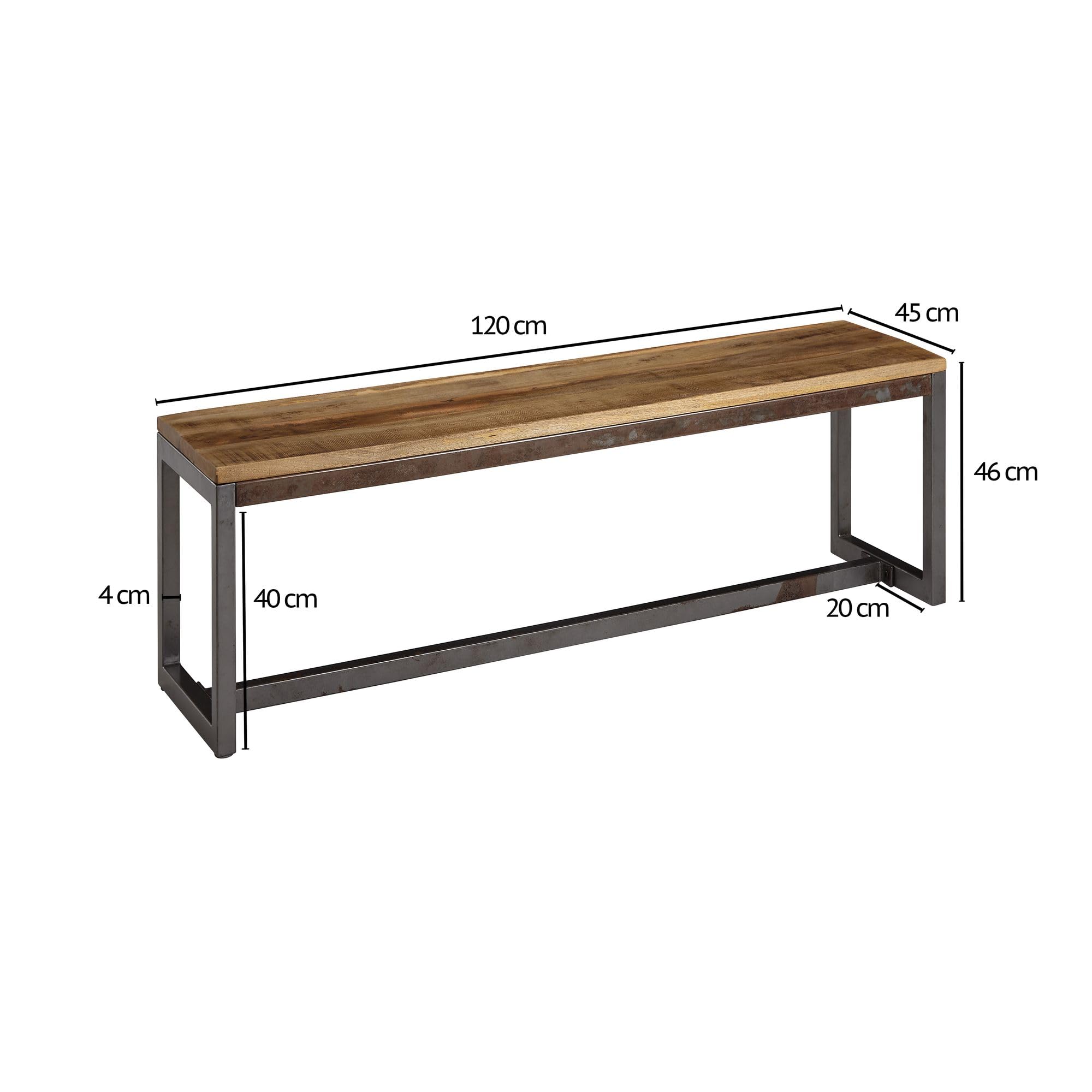 Banc De Cuisine Bois Massif Sheesham 140x45x35cm - Banc Salle à Manger Champêtre Style Oriental Jusqu'à 180kg