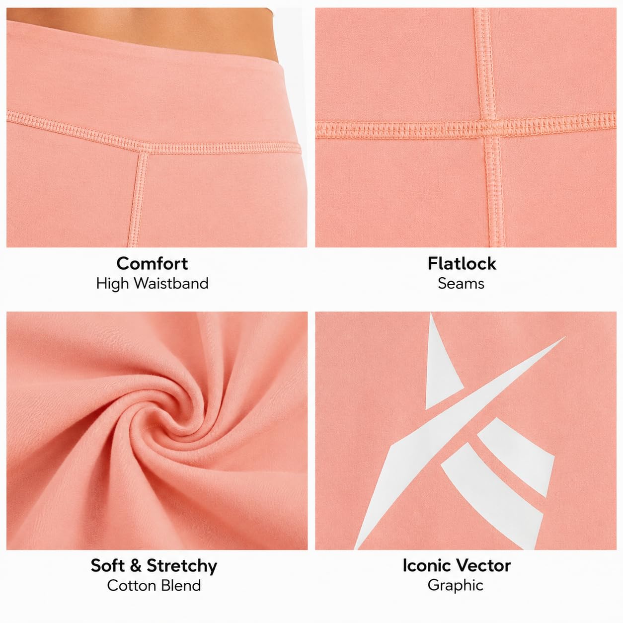Reebok Leggings da ragazza – Confezione da 2 leggings sportivi in cotone – Pantaloni da yoga per ragazze collant da danza (taglie: 7-12)