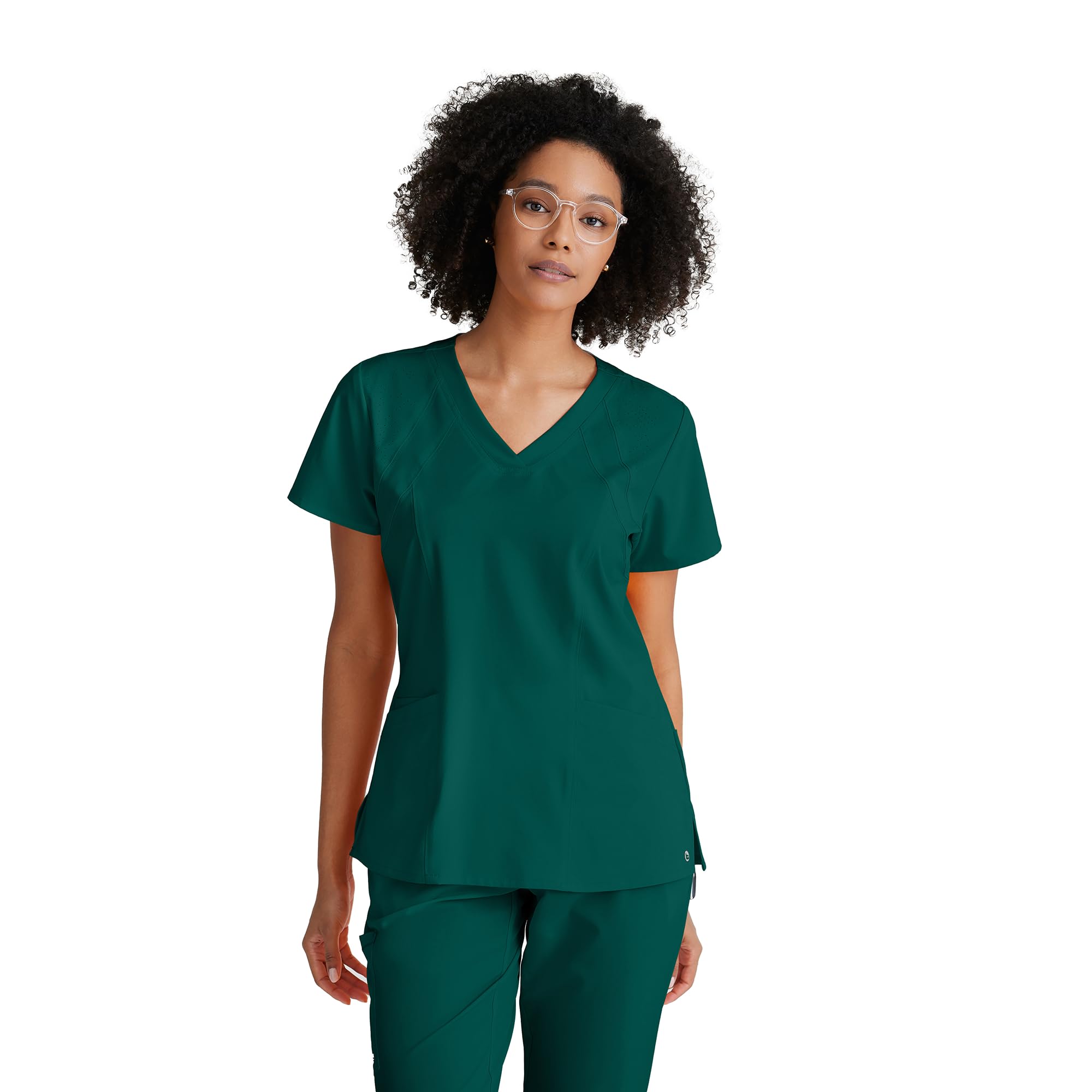 ONE – Women’s Racer Top, V-Neck Medical Scrub Top w/ 4 Pockets and 360 Spandex Stretch Fabric