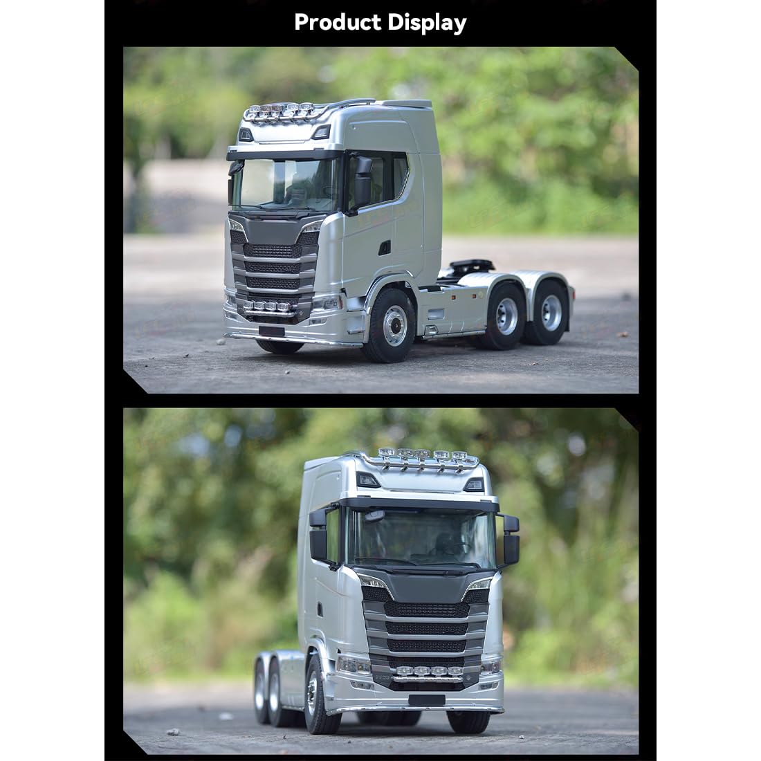 Camion trattore RC scala 1/18 6x4, 2,4 GHz telecomando resistente semi camion con trazione posteriore, luci e suono, compatibile con rimorchio piatto opzionale, modello da collezione hobby per adulti