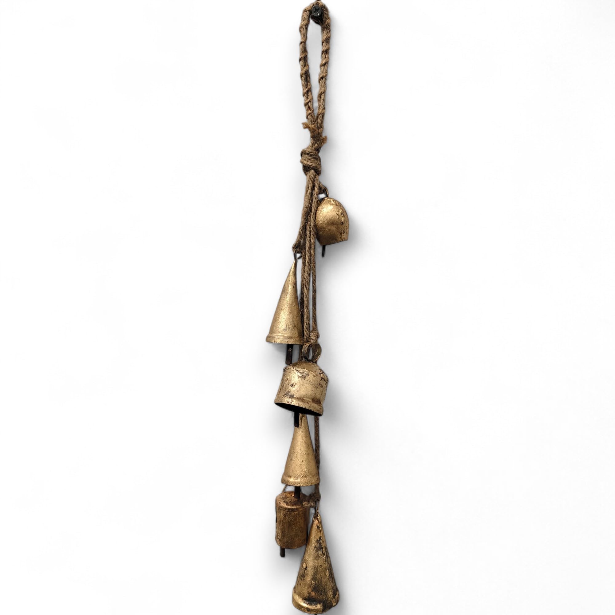 Mango Gifts 6 Rustic Iron Metal Bells Hanging Chime 40 cm Length Outdoor Indoor Patio Garden Décor