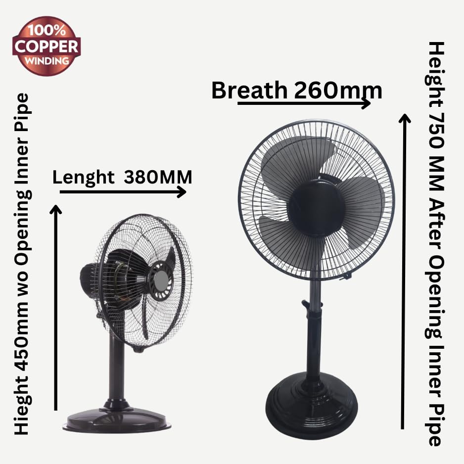Image of STARVIN High Speed 2400 RPM 300mm Bullet Fan /Pedestal Fan /Farrata Fan with Adjustable Height 1 Year Warranty || Metal body Fan ||YT56
