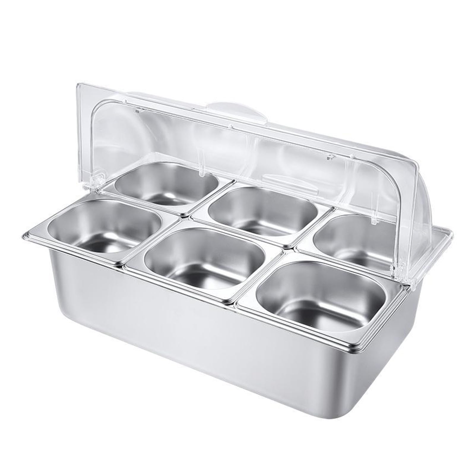 CLBDRESS 6 Pan Countertop Food Display Container Stainless Steel