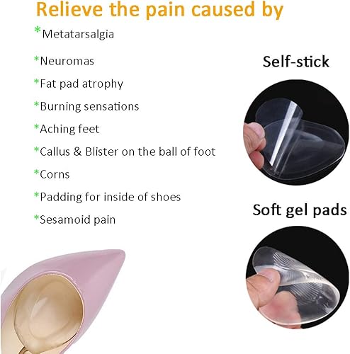 Miniatura 3 de 8 pares de almohadillas metatarsianas de bola de pies, almohadillas de gel para pies de bolas de gel Mortons Neuroma Callus alivio del dolor de