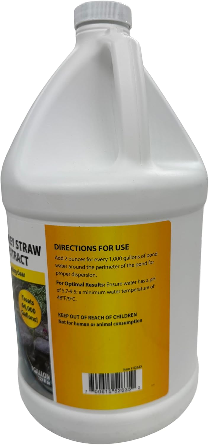 PondScape Barley Straw Extract – Natural Liquid Pond Water Clarifier, Easy-to-Use Concentrated Formula for Clear Pond Water (1Gal)