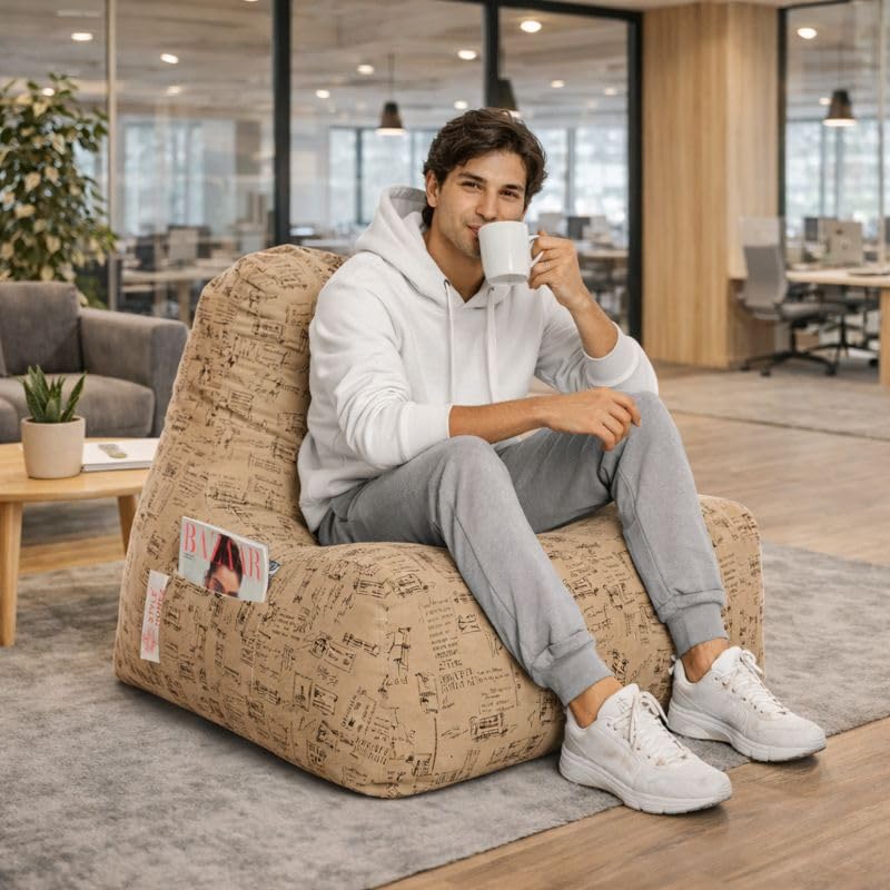Image of Style Homez Hackey Cotton Canvas Abstract Printed Bean Bag XXL Size Filled with Beans Fillers