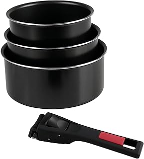 sitram 3 set di 3 pentole con Manico rimovibile, Nero