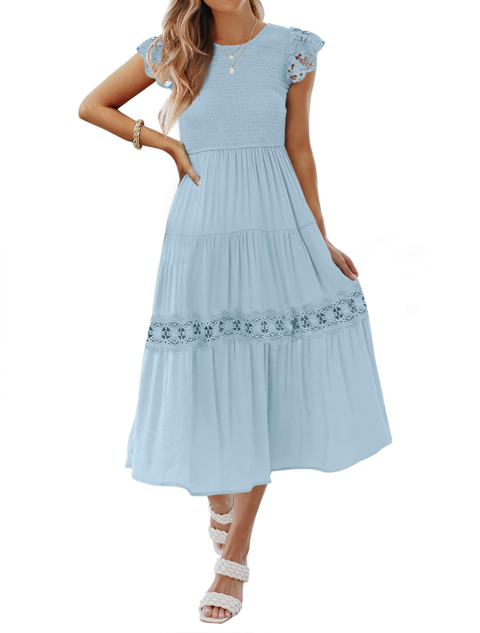 ZESICA Flutter Sleeve Midi