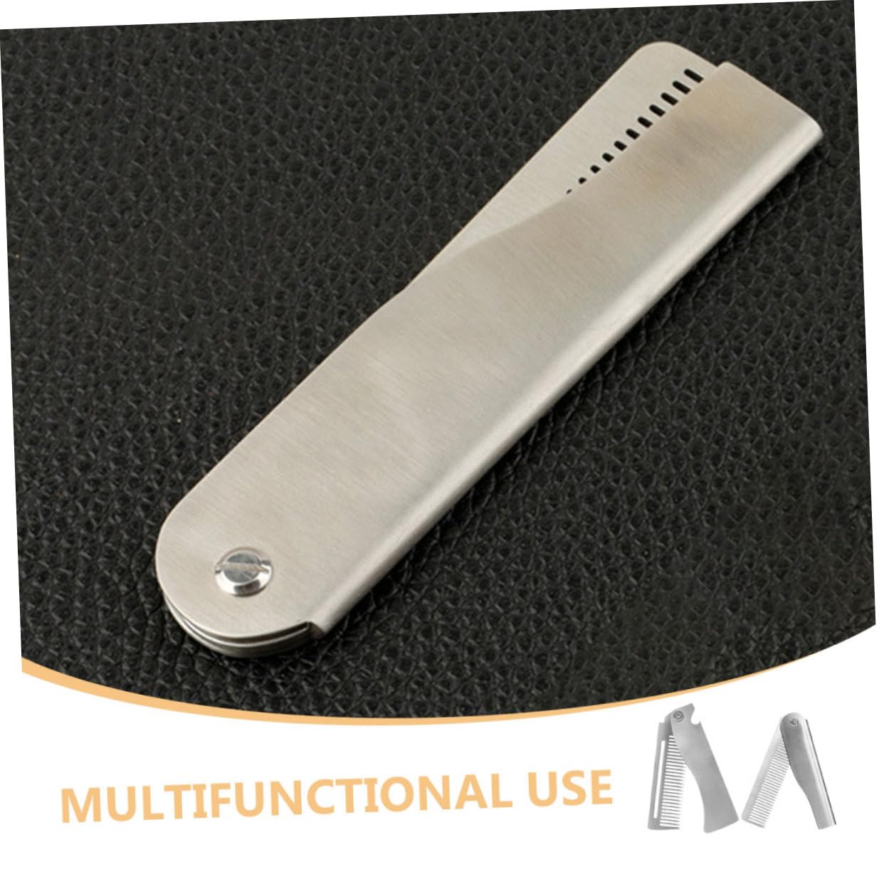 NULYLU 2pcs Portable Retractable Stainless Steel Beard and Mustache Comb Compact Hair Styling Tool for Men Travel Friendly Easy to Carry Durable Design