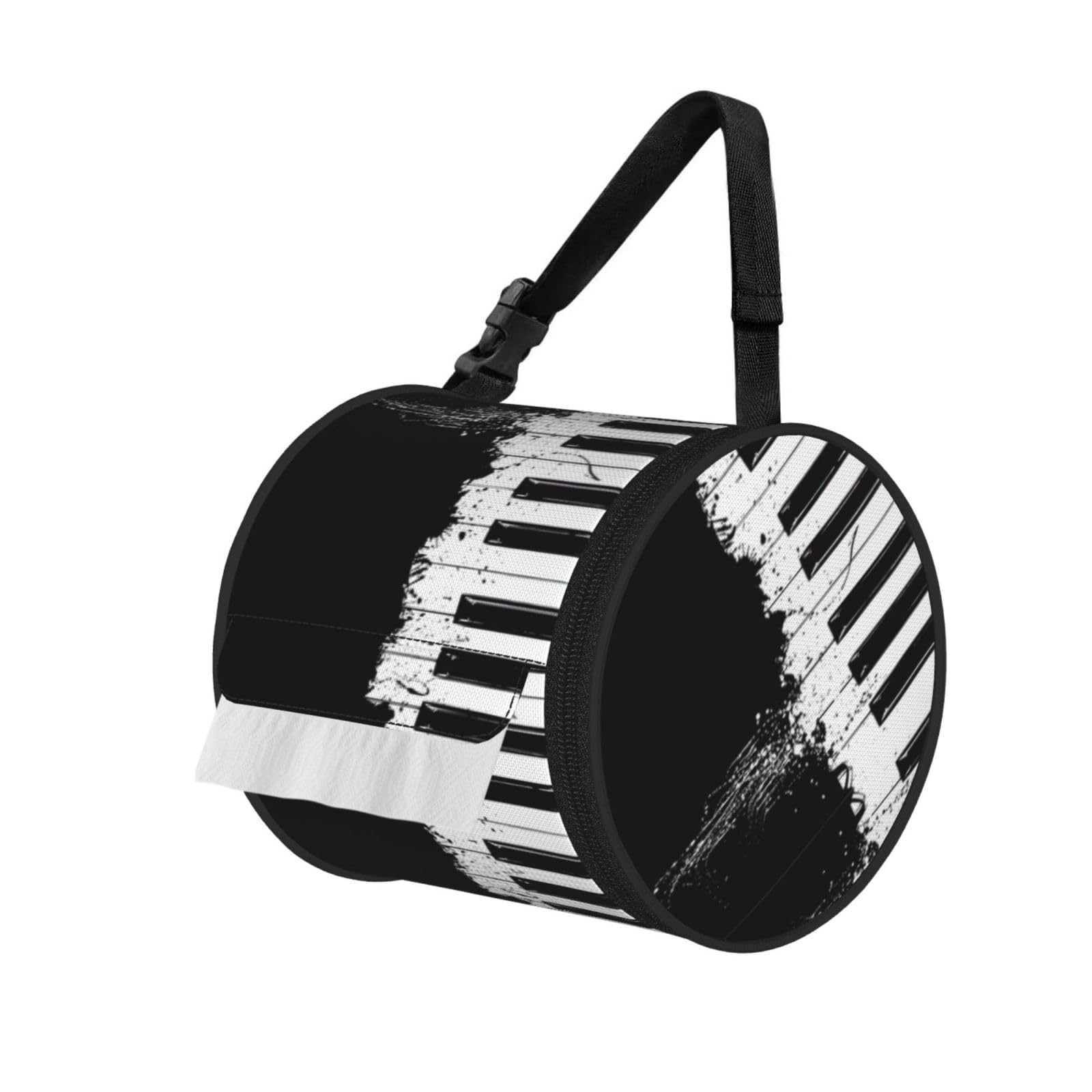 Piano Printed Toilet Paper Holder Bag, Adjustable Strap Roll Paper Organizer for Car Kitchen Outdoor