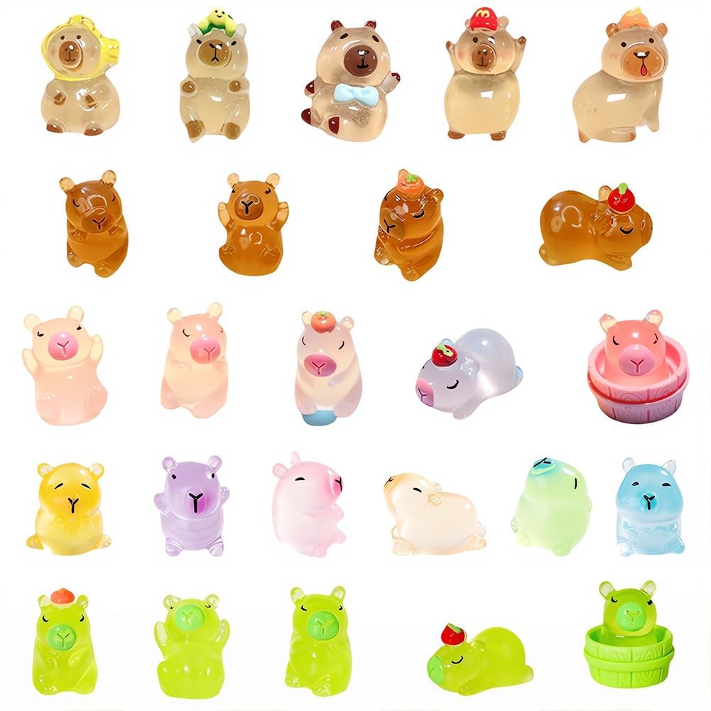 SWZY 37PCS Mini Capybara Figures Cake Toppers Set,Mini Resin Animal
