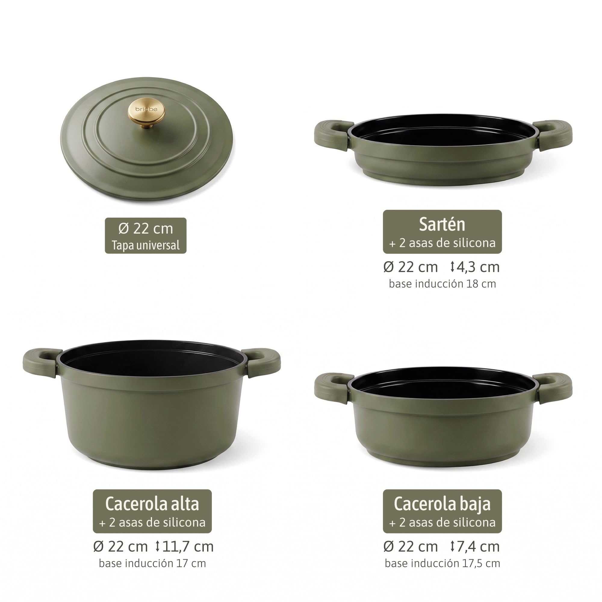 briebe Totem Batería Cocina Apilable Inducción Antiadherente Cerámico