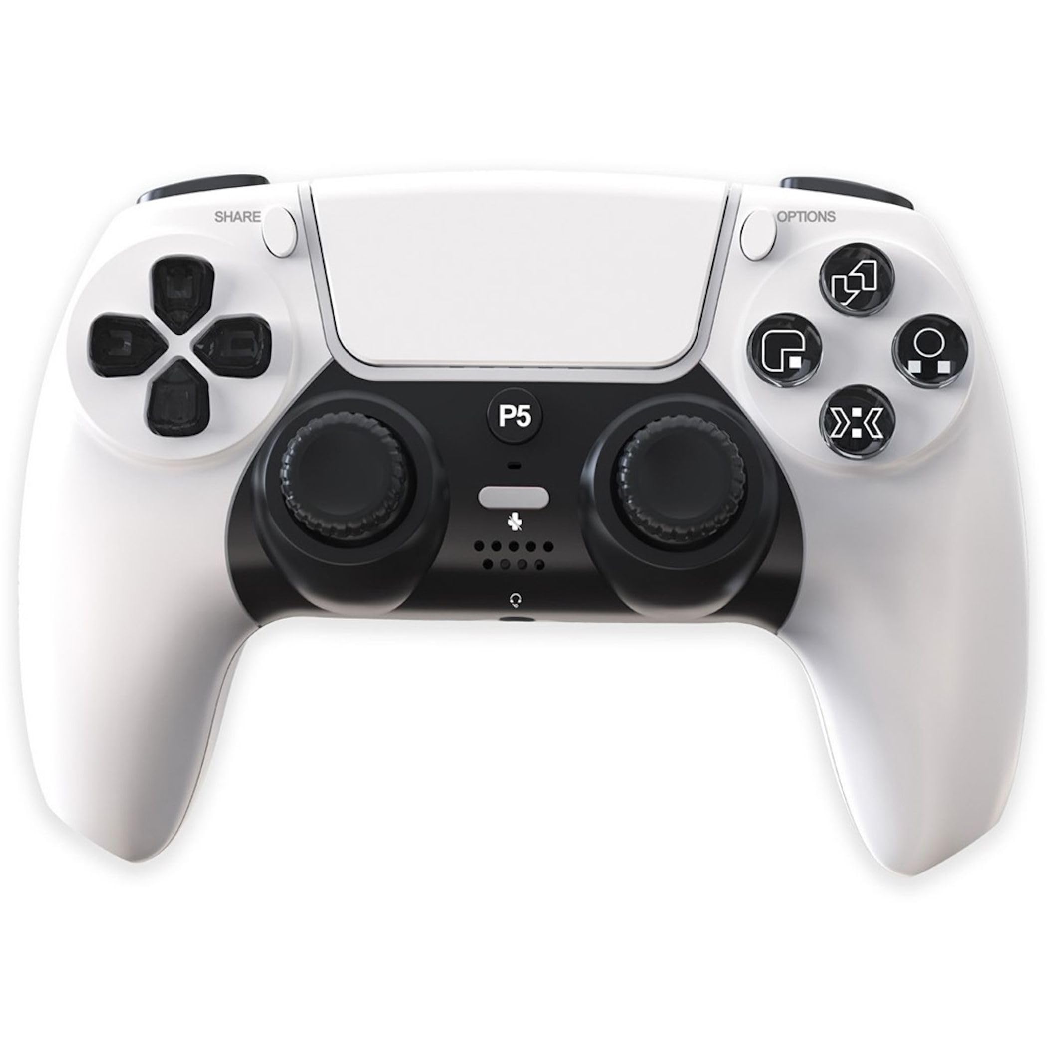 Wigento Wireless Controller für PS5, Hall Effekt Joysticks, 6 Achsen Gyroskop, Dual Vibration, Bluetooth 5.3, Touchpad, Gaming Gamepad (Weiß)