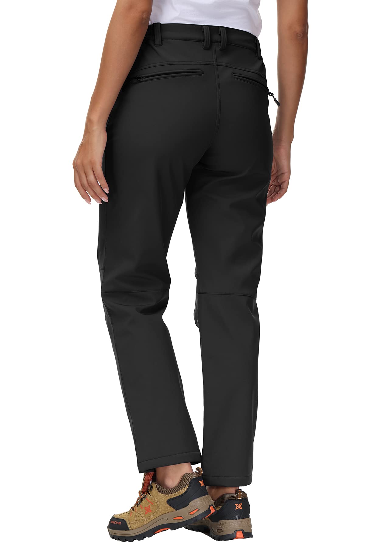 Rdruko Wasserdichte Softshellhose für Damen, Thermo-Fleece, gefüttert, elastische Taille, lässig, Winter, warme Hose für Outdoor, Camping, Wandern, Wandern, Skifahren